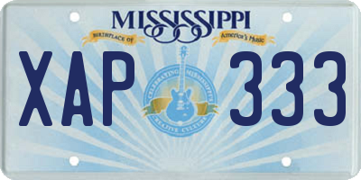 MS license plate XAP333