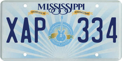 MS license plate XAP334
