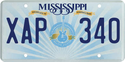 MS license plate XAP340