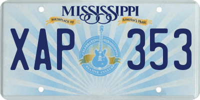 MS license plate XAP353