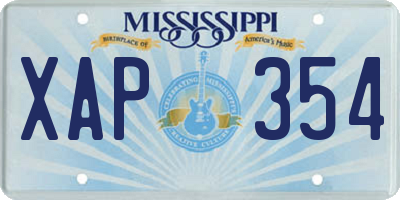 MS license plate XAP354