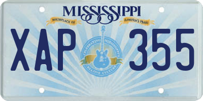 MS license plate XAP355