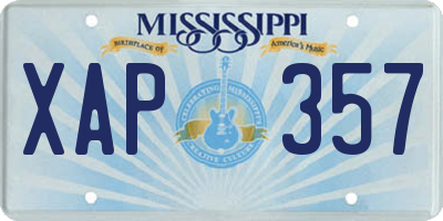 MS license plate XAP357