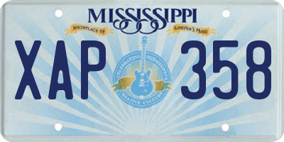 MS license plate XAP358