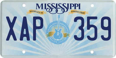 MS license plate XAP359