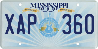 MS license plate XAP360