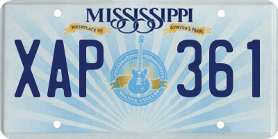 MS license plate XAP361