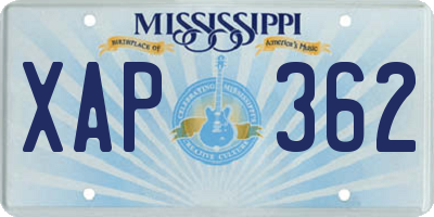 MS license plate XAP362
