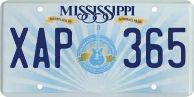 MS license plate XAP365