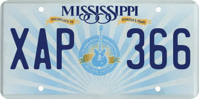 MS license plate XAP366