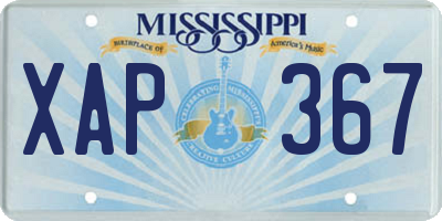 MS license plate XAP367