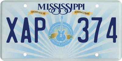 MS license plate XAP374