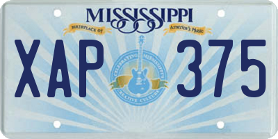 MS license plate XAP375
