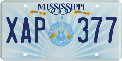 MS license plate XAP377