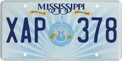 MS license plate XAP378