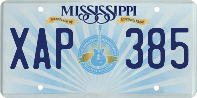 MS license plate XAP385
