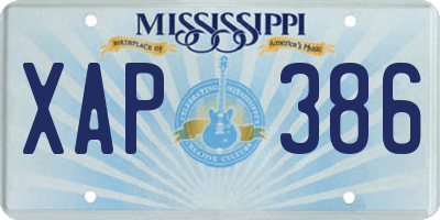 MS license plate XAP386