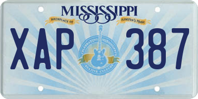 MS license plate XAP387