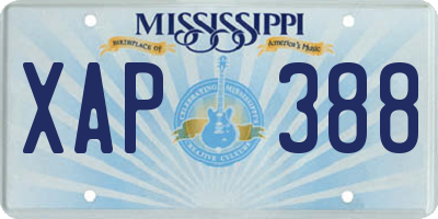 MS license plate XAP388