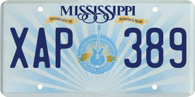 MS license plate XAP389
