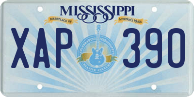 MS license plate XAP390