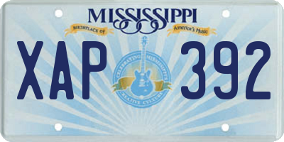 MS license plate XAP392