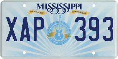 MS license plate XAP393