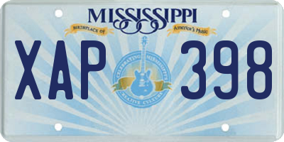 MS license plate XAP398