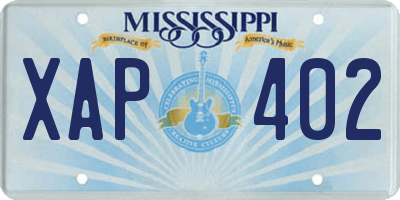 MS license plate XAP402