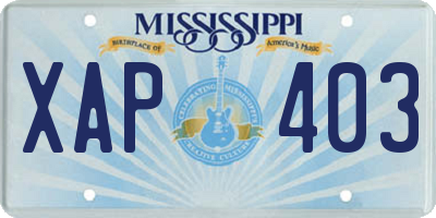MS license plate XAP403