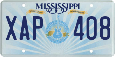 MS license plate XAP408