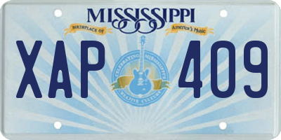 MS license plate XAP409