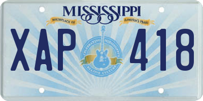 MS license plate XAP418