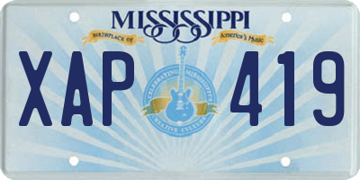 MS license plate XAP419