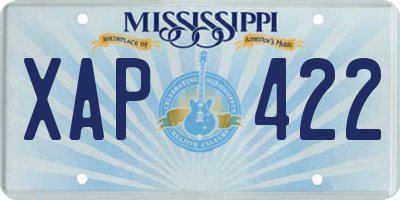 MS license plate XAP422