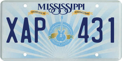 MS license plate XAP431