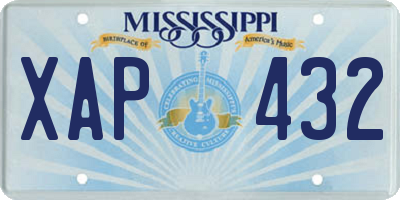 MS license plate XAP432