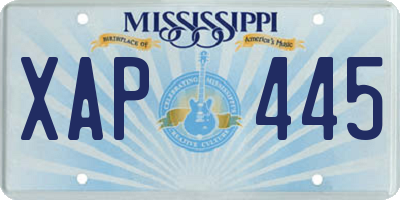MS license plate XAP445