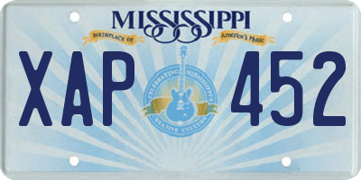 MS license plate XAP452