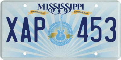 MS license plate XAP453