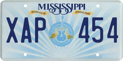 MS license plate XAP454