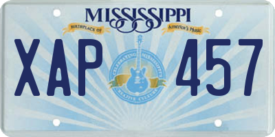MS license plate XAP457