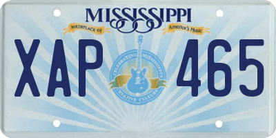 MS license plate XAP465