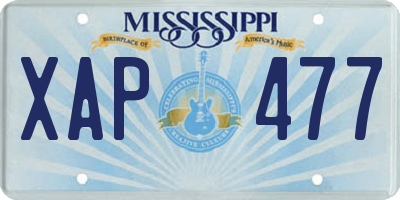 MS license plate XAP477