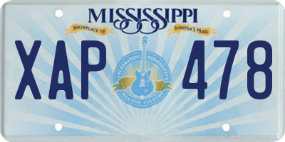 MS license plate XAP478