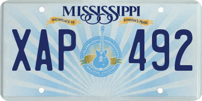 MS license plate XAP492