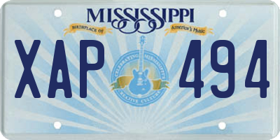 MS license plate XAP494