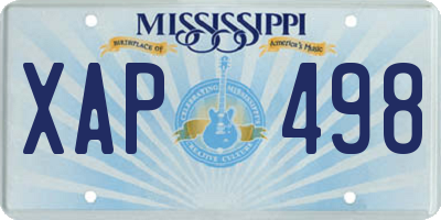 MS license plate XAP498