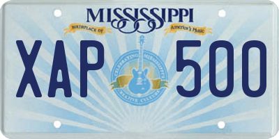 MS license plate XAP500