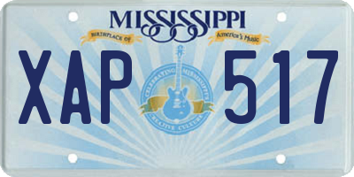 MS license plate XAP517
